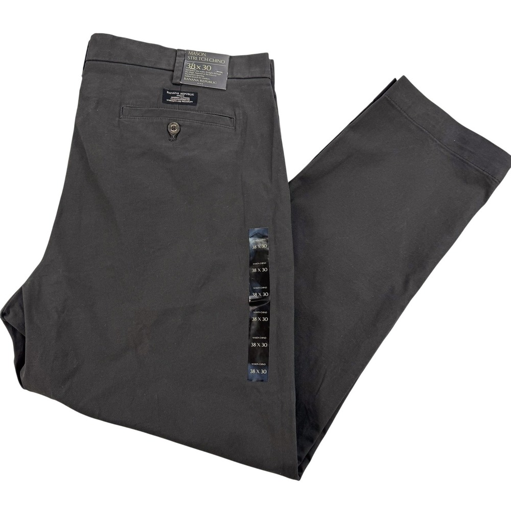 Banana Republic Mason Stretch Chino Pants Mens 38x29 Gray Slim Office NEW $65